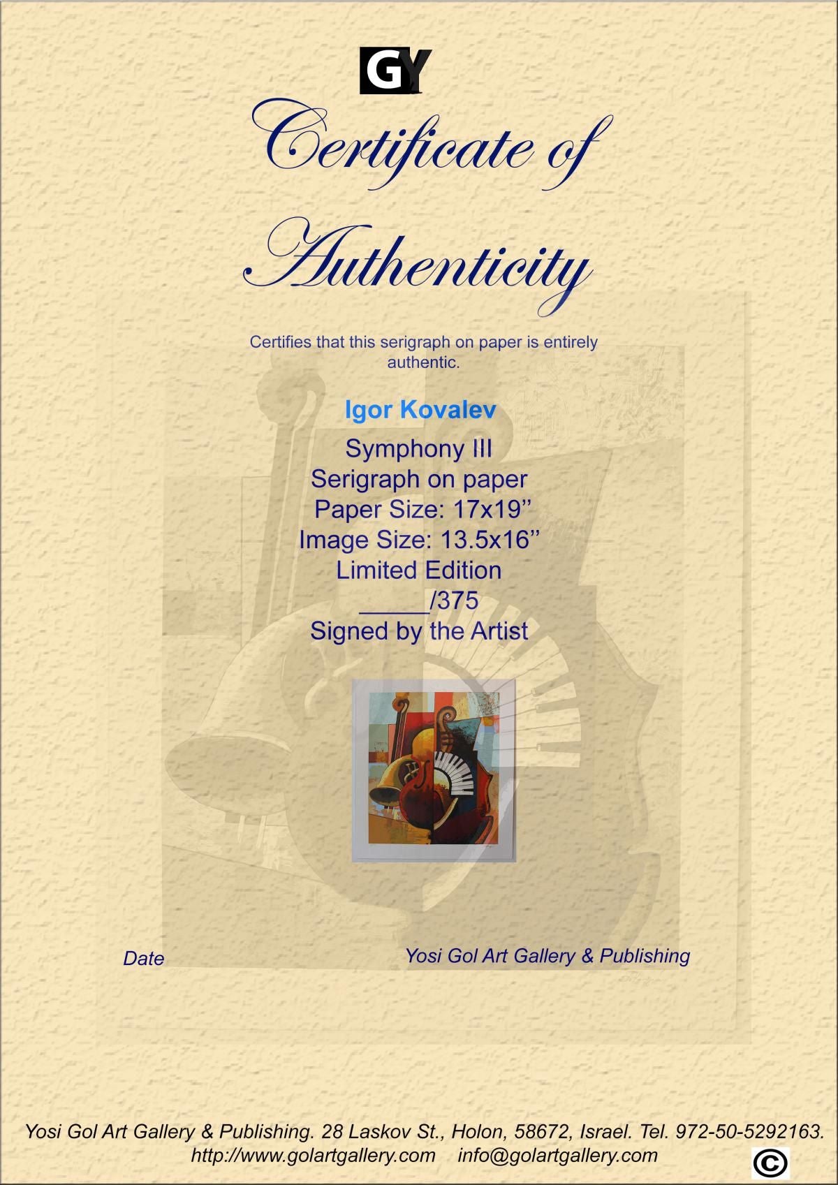 Igor Kovalev- Original Serigraph on Paper "Symphony III"