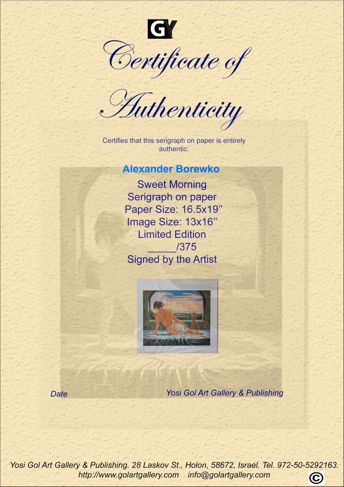 Alexander Borewko- Original Serigraph on Paper "Sweet Morning"