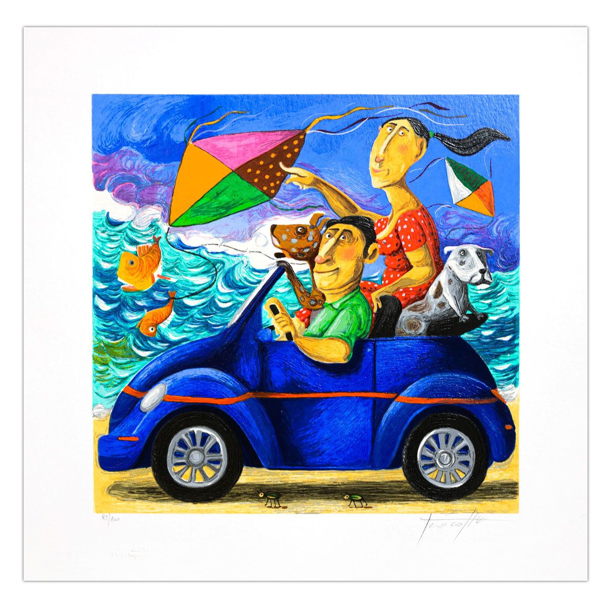 Pino Porcopio- SIlkscreen on Paper "Tra Onde E Aquiloni"