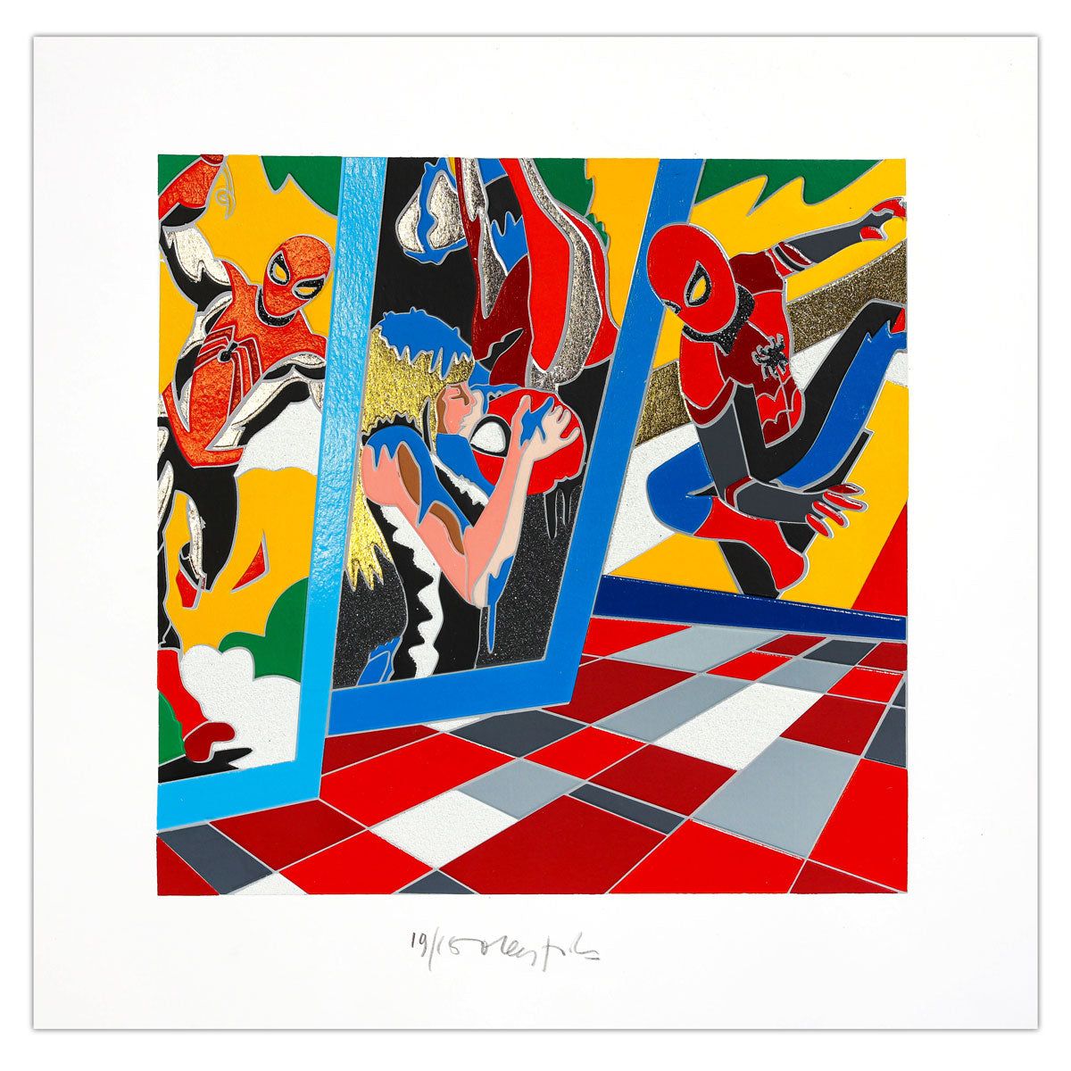 Ugo Nespolo- SIlkscreen on Paper "Spidey Sense"