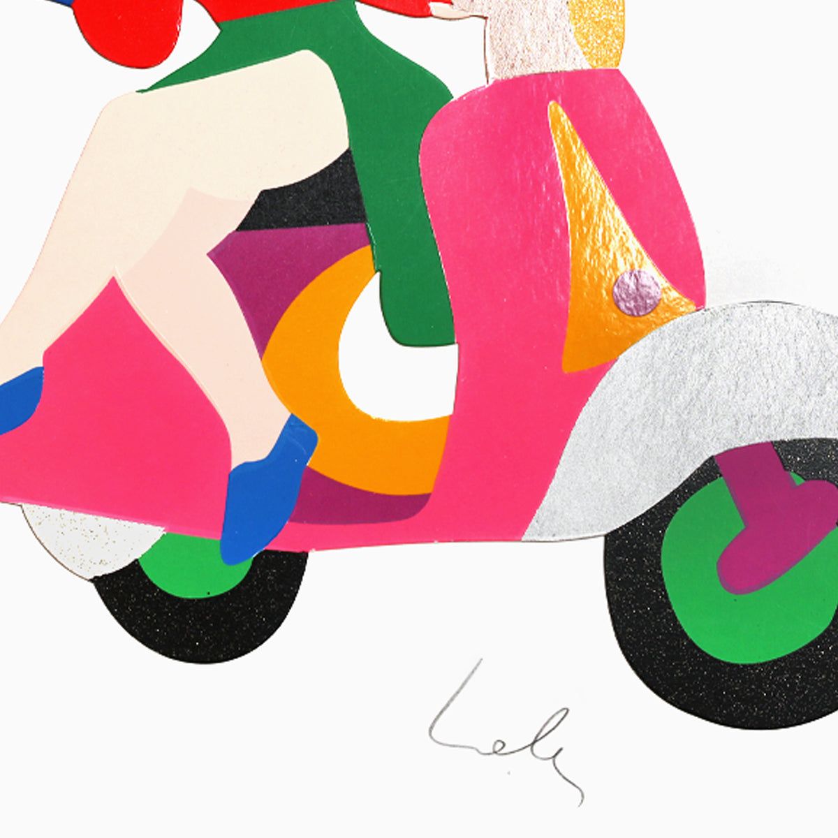 Marco Lodola- Silkscreen "Girl in Vespa"