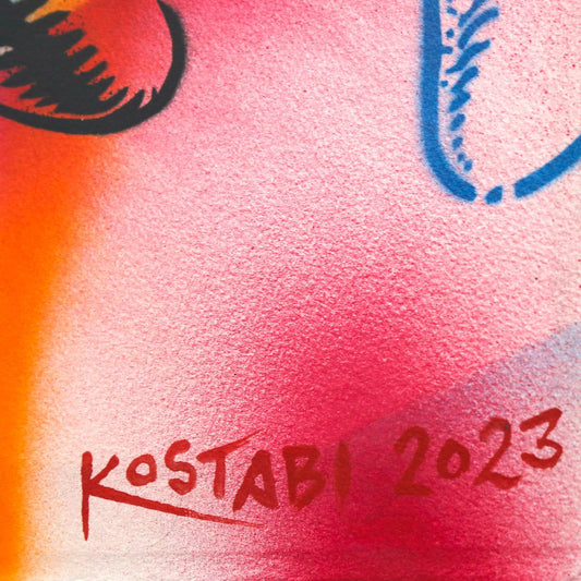 Mark Kostabi- Original Mixed Media on Paper "Overwhelming Desire"