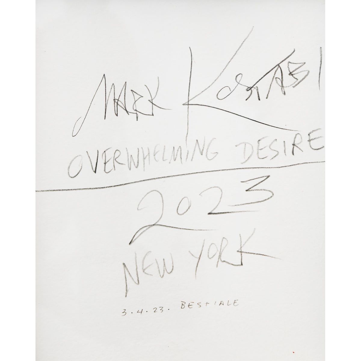 Mark Kostabi- Original Mixed Media on Paper "Overwhelming Desire"