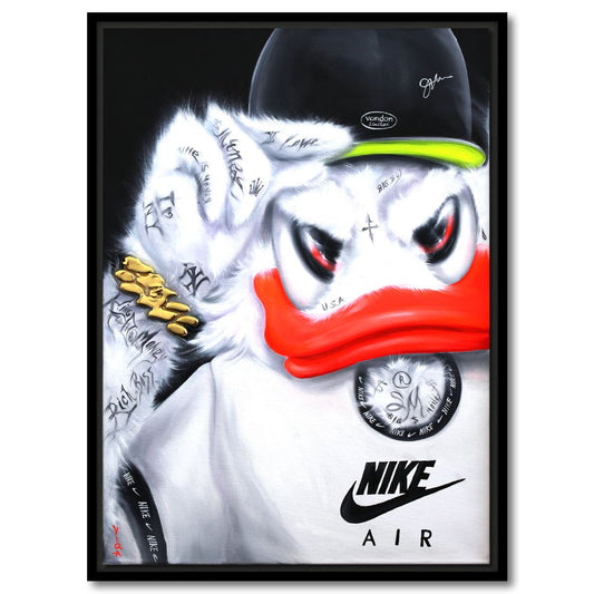 Viqa- Original Oil on Canvas with Collage "Scrooge McDuck/ Rick Ross"