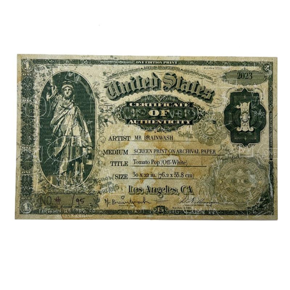 Mr. Brainwash- Unique and Hand-Finished Silk Screen "Tomato Pop (Off-White)"