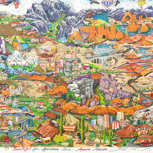 Charles Fazzino- 3D Construction Silkscreen Serigraph "O Beautiful for Spacious Skies...America...America"