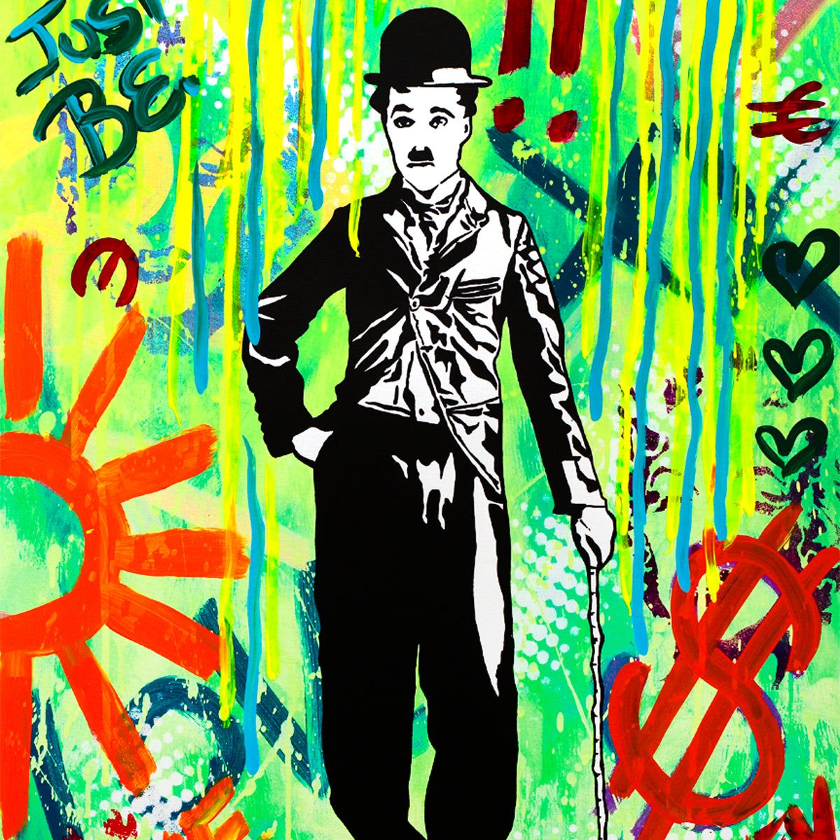 Nastya Rovenskaya- Mixed Media "Chaplin in Green"