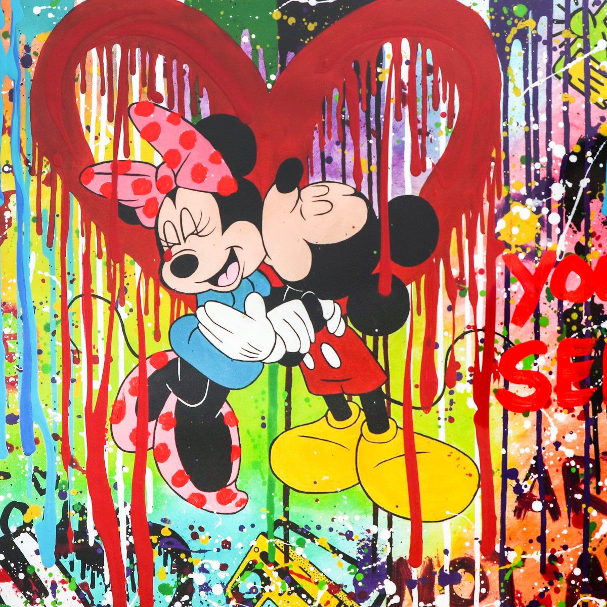 Nastya Rovenskaya- Mixed Media on Paper with Painted Frame "In Love"