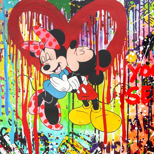 Nastya Rovenskaya- Mixed Media on Paper with Painted Frame "In Love"