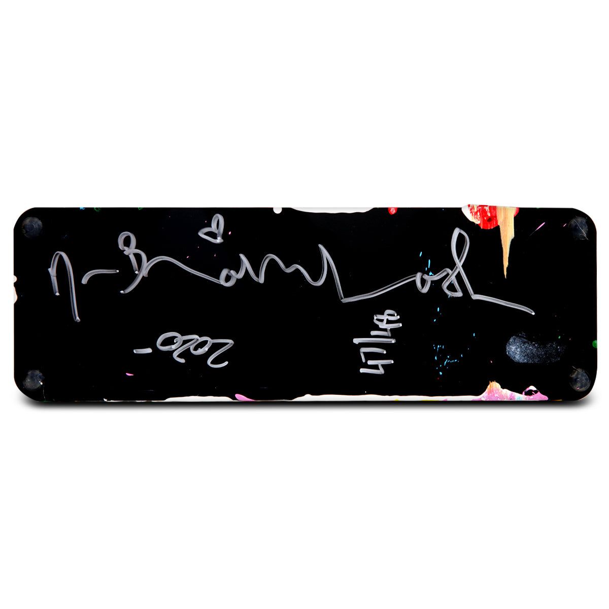 Mr Brainwash- Acrylic Dipped and Splashed Cast Resin Sculpture in Plexiglass Enclosure "Life Is Beautiful - Dipped White Splash, 2020"