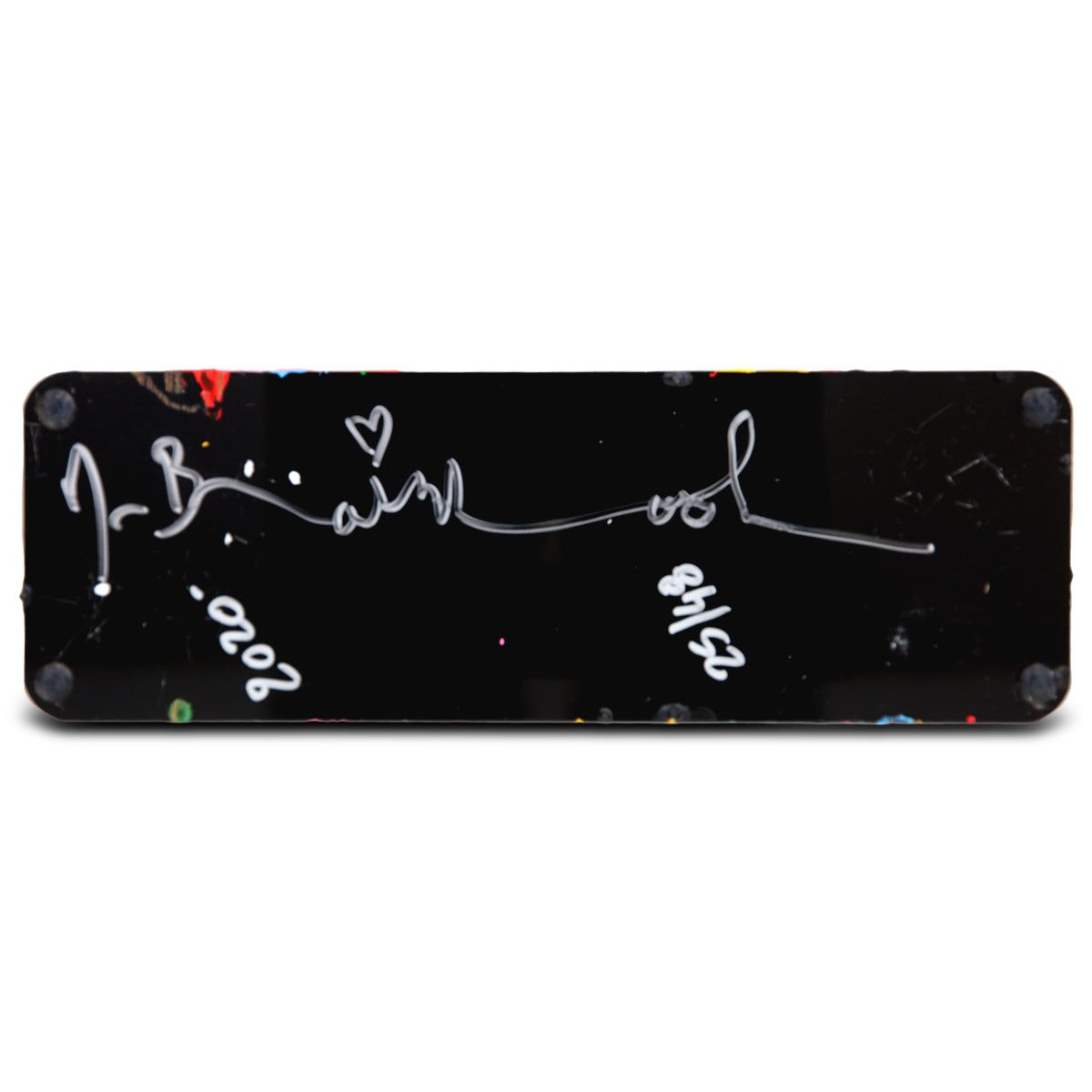 Mr Brainwash- Acrylic Dipped and Splashed Cast Resin Sculpture in Plexiglass Enclosure "Life Is Beautiful - Dipped Black Splash, 2020"