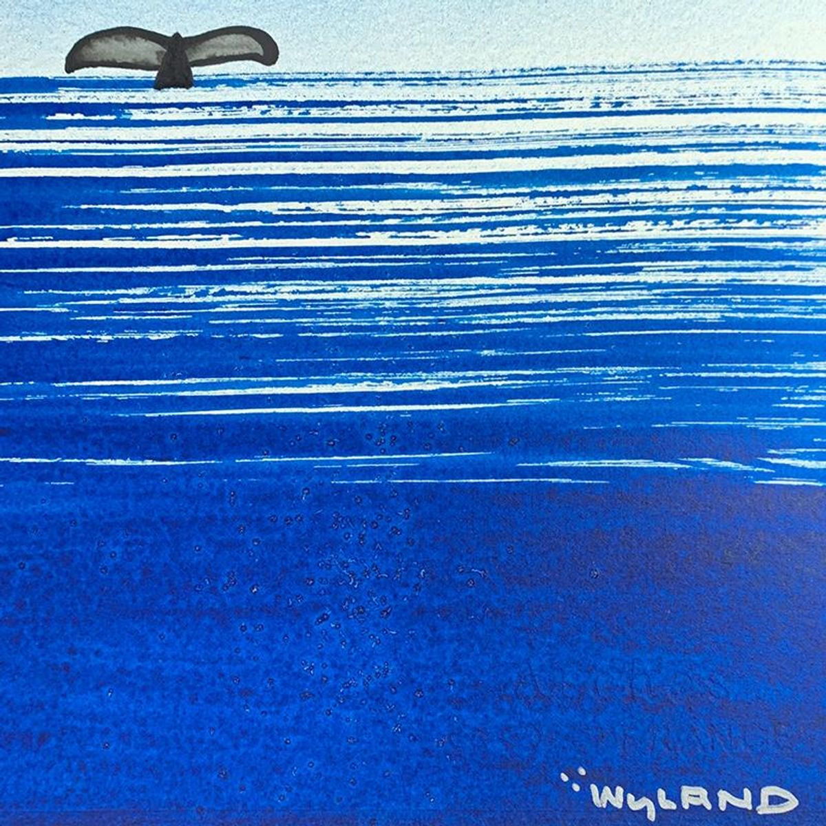 Wyland- Original Watercolor Painting on Deckle Edge Paper "Fluke"