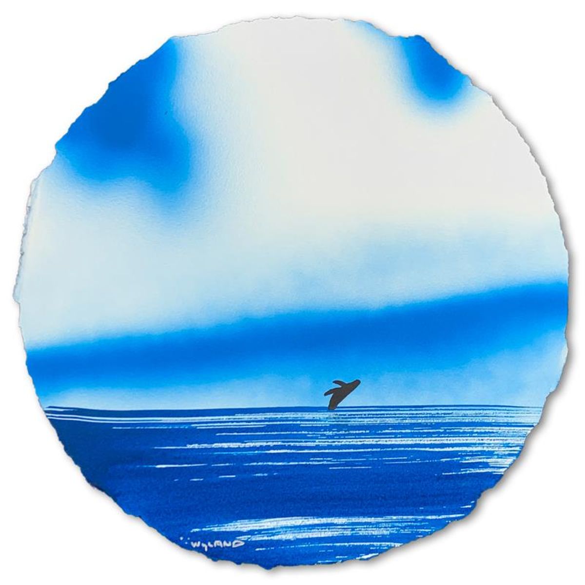 Wyland- Original Watercolor Painting on Deckle Edge Paper "Humpback"