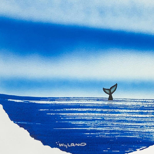 Wyland- Original Watercolor Painting on Deckle Edge Paper "Fluke"