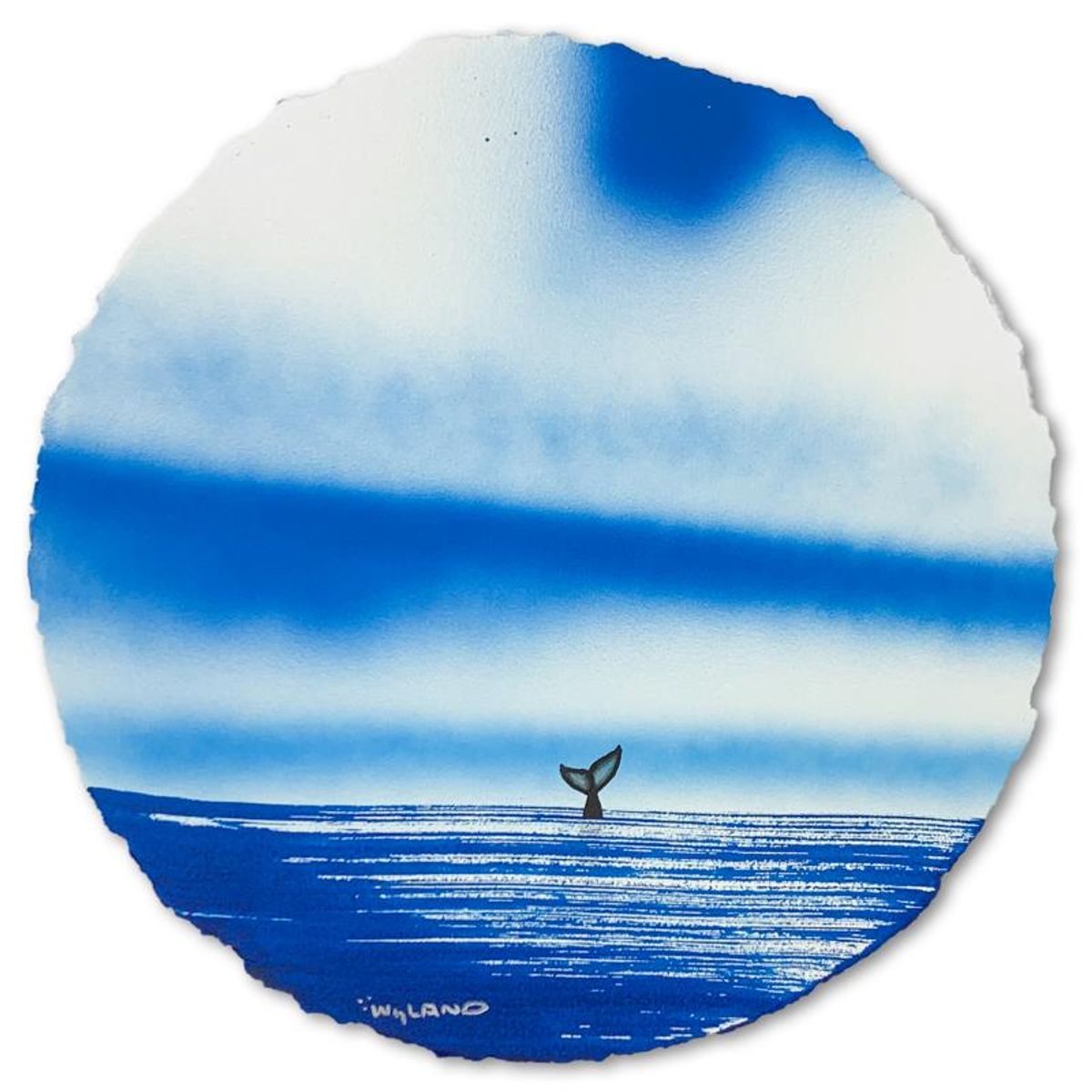 Wyland- Original Watercolor Painting on Deckle Edge Paper "Fluke"