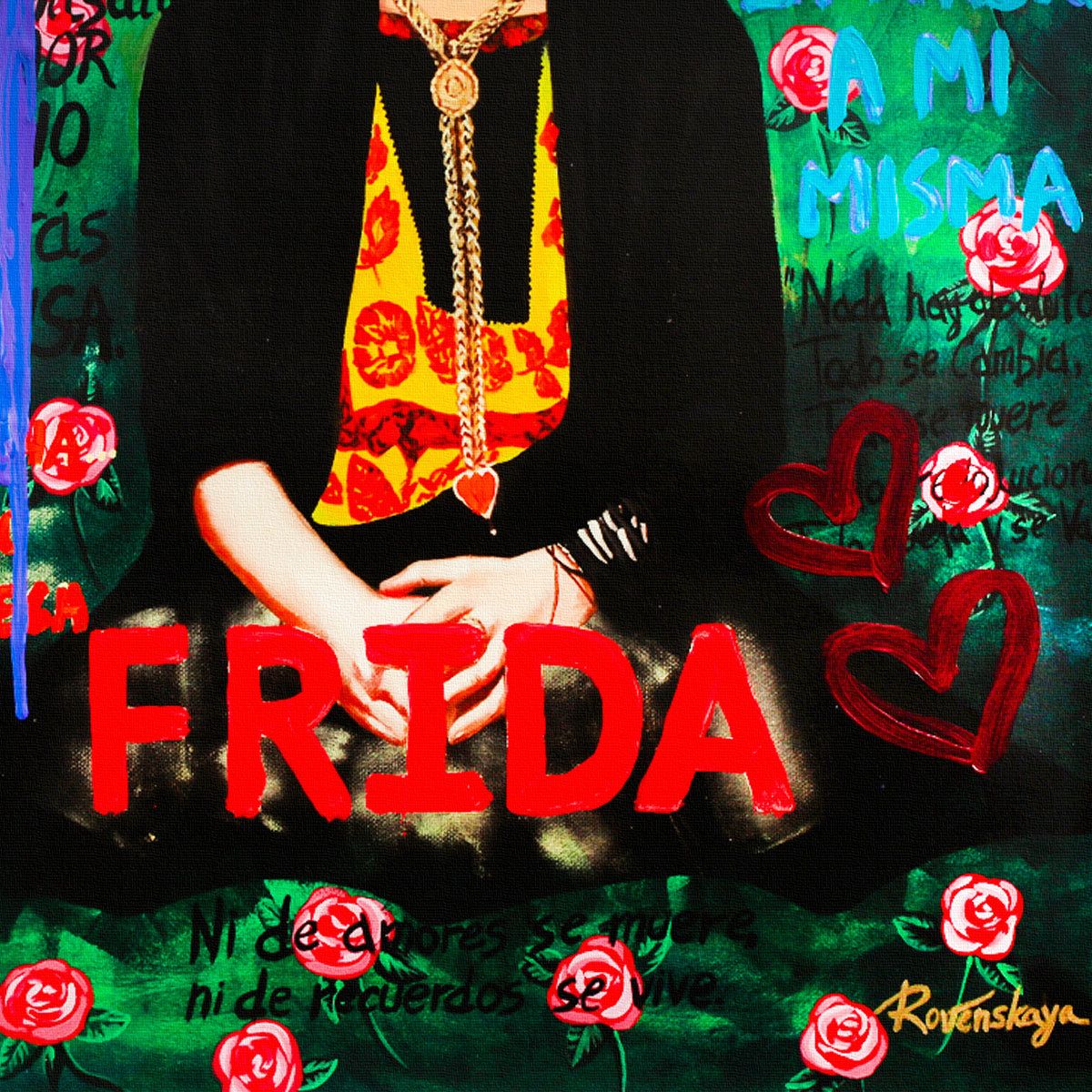 Nastya Rovenskaya- Original Mixed Media on Canvas "Frida Kahlo"
