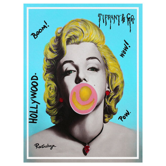 Nastya Rovenskaya- Original Mixed Media on Canvas "Bubble Gum"