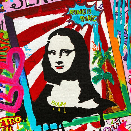 Nastya Rovenskaya- Original Mixed Media on Canvas "Mona Lisa"