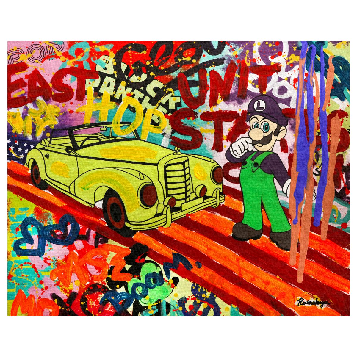 Nastya Rovenskaya- Original Mixed Media on Canvas "About To Drive"