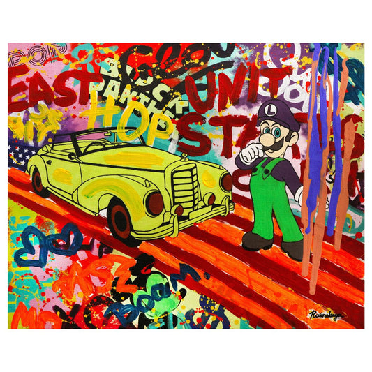 Nastya Rovenskaya- Original Mixed Media on Canvas "About To Drive"