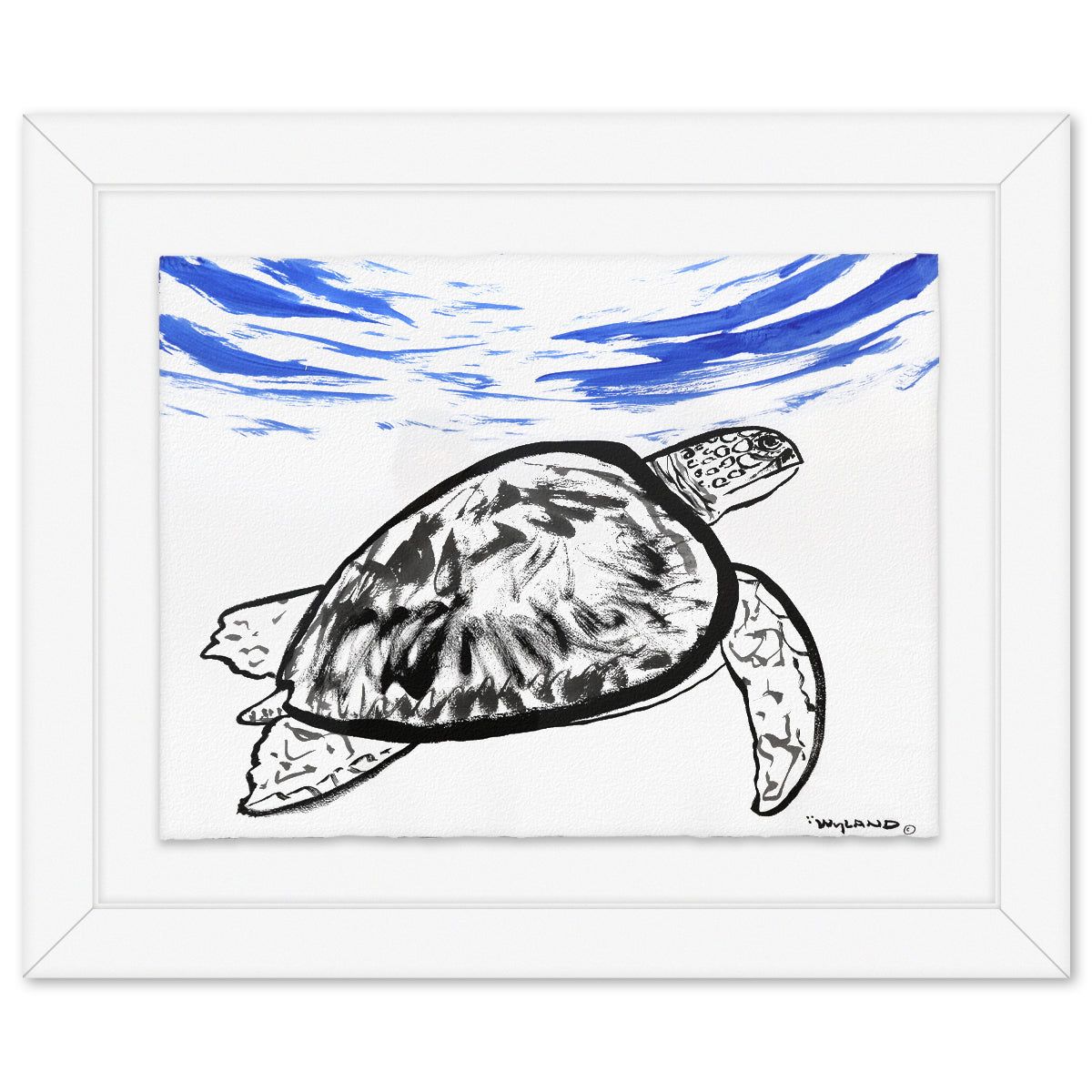 Wyland- Original Sumi Ink Painting "Turtle"