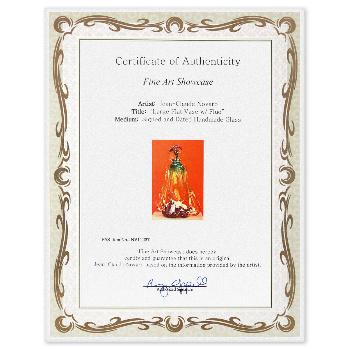 Jean-Claude Novaro- Glows in the Dark Handmade Glass "Large Flar Vase w/Fluo"