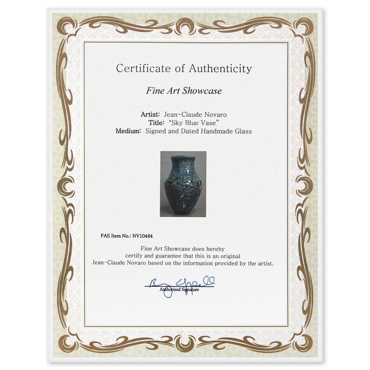 Jean-Claude Novaro- Handmade Glass "Sky Blue Vase"