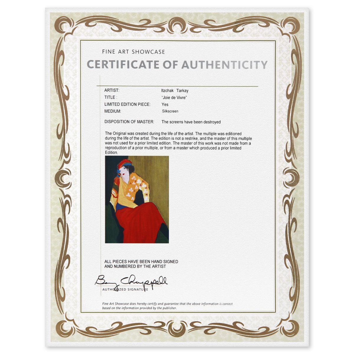 Itzchak Tarkay- Serigraph "Joie de Vivrec"