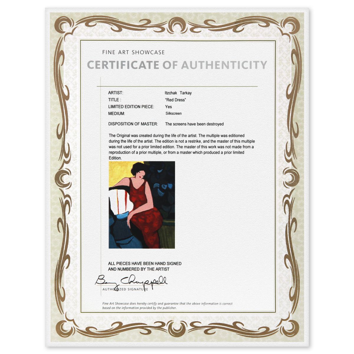 Itzchak Tarkay- Serigraph "Red Dress"