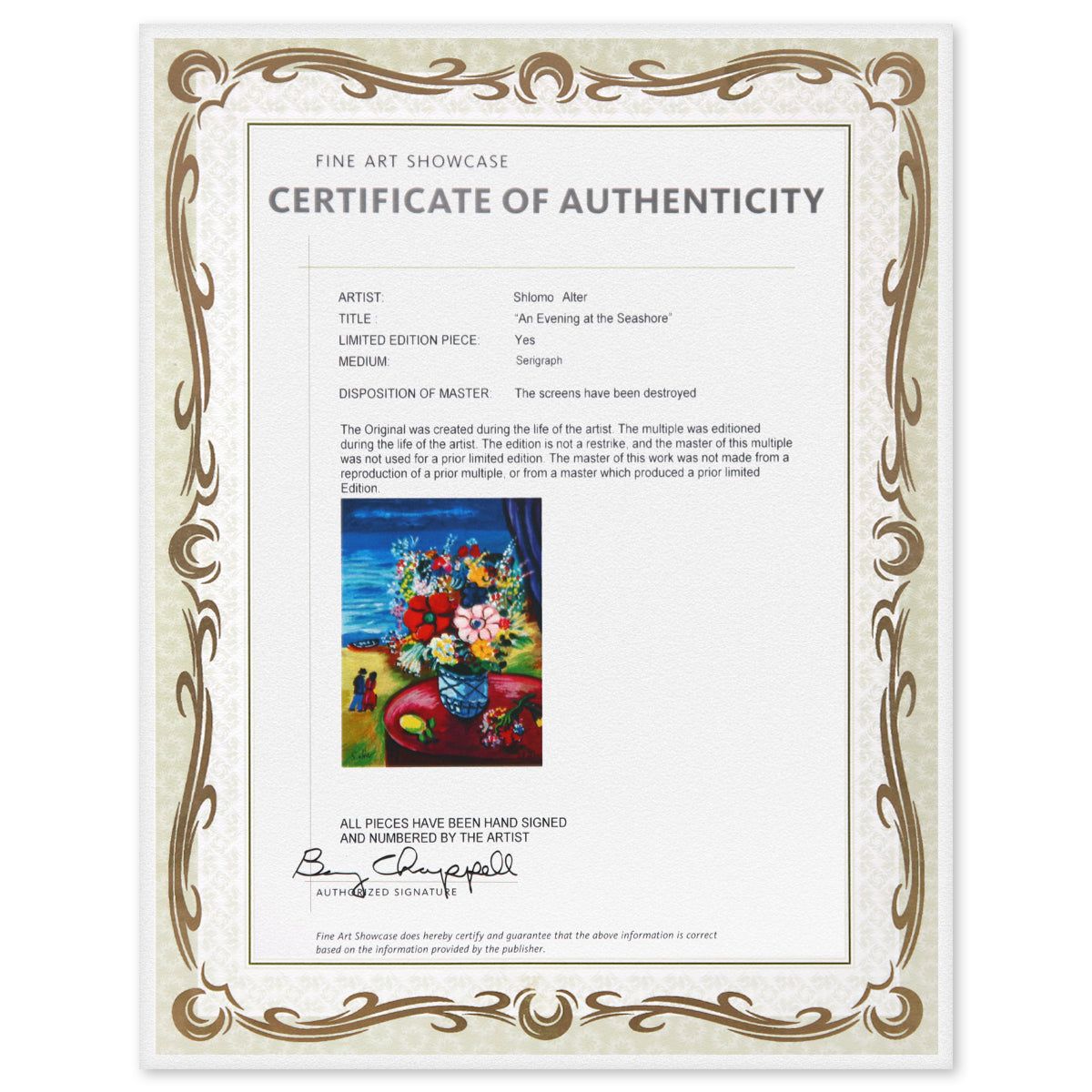 Shlmo Alter- Serigraph "An Evening at the Seashore"