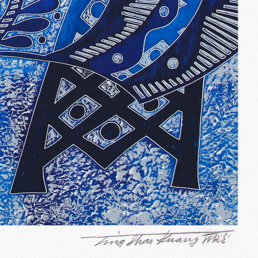 Ting Kuang- Silkscreen "Peacock and Flowers"