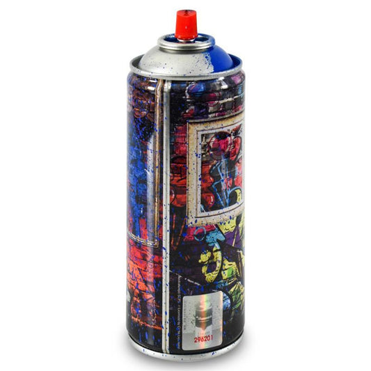 Mr. Brainwash, "Wall Frame (Blue)" Limited Edition Hand Painted Spray Can with Plate Signature.