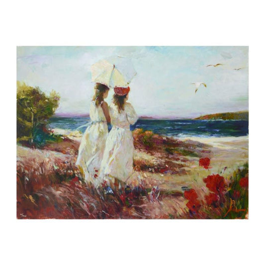 Pino (1939-2010), "Sister" Limited Edition Hand Embellished Giclee on Canvas. Numbered and Hand Signed with Certificate of Authenticity.