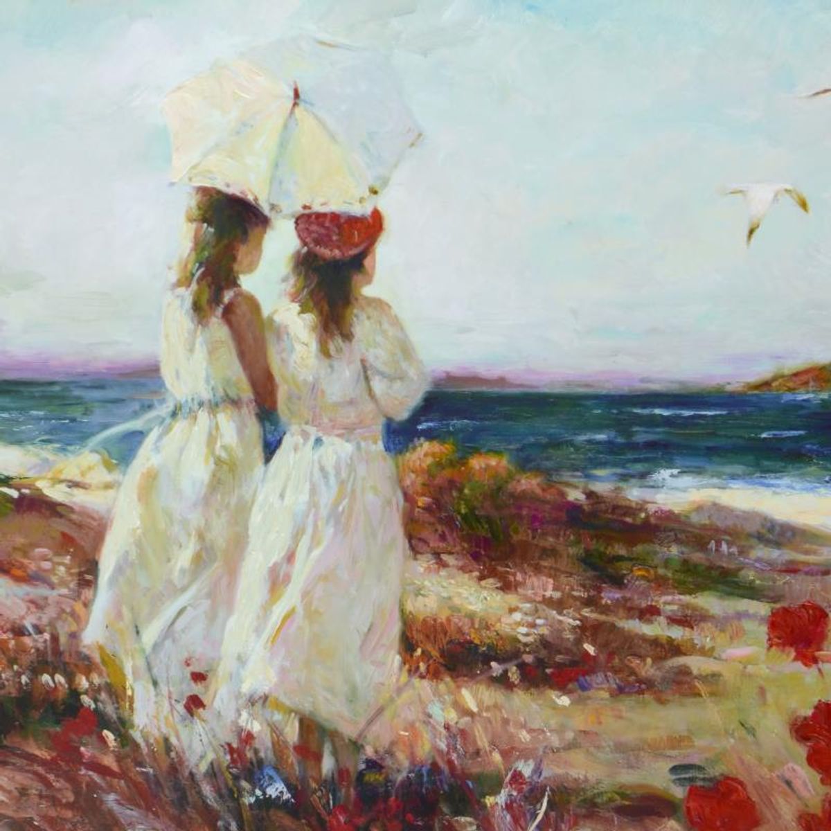 Pino (1939-2010), "Sister" Limited Edition Hand Embellished Giclee on Canvas. Numbered and Hand Signed with Certificate of Authenticity.