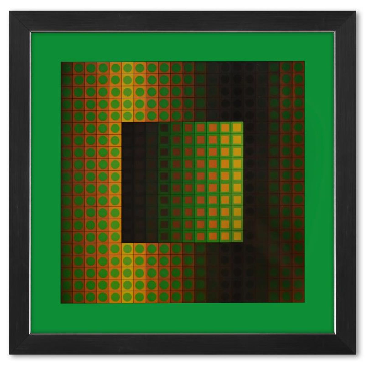 Victor Vasarely (1908-1997), "Zett - ZS de la serie Folklore Planetaire" Framed 1971 Heliogravure Print with Letter of Authenticity