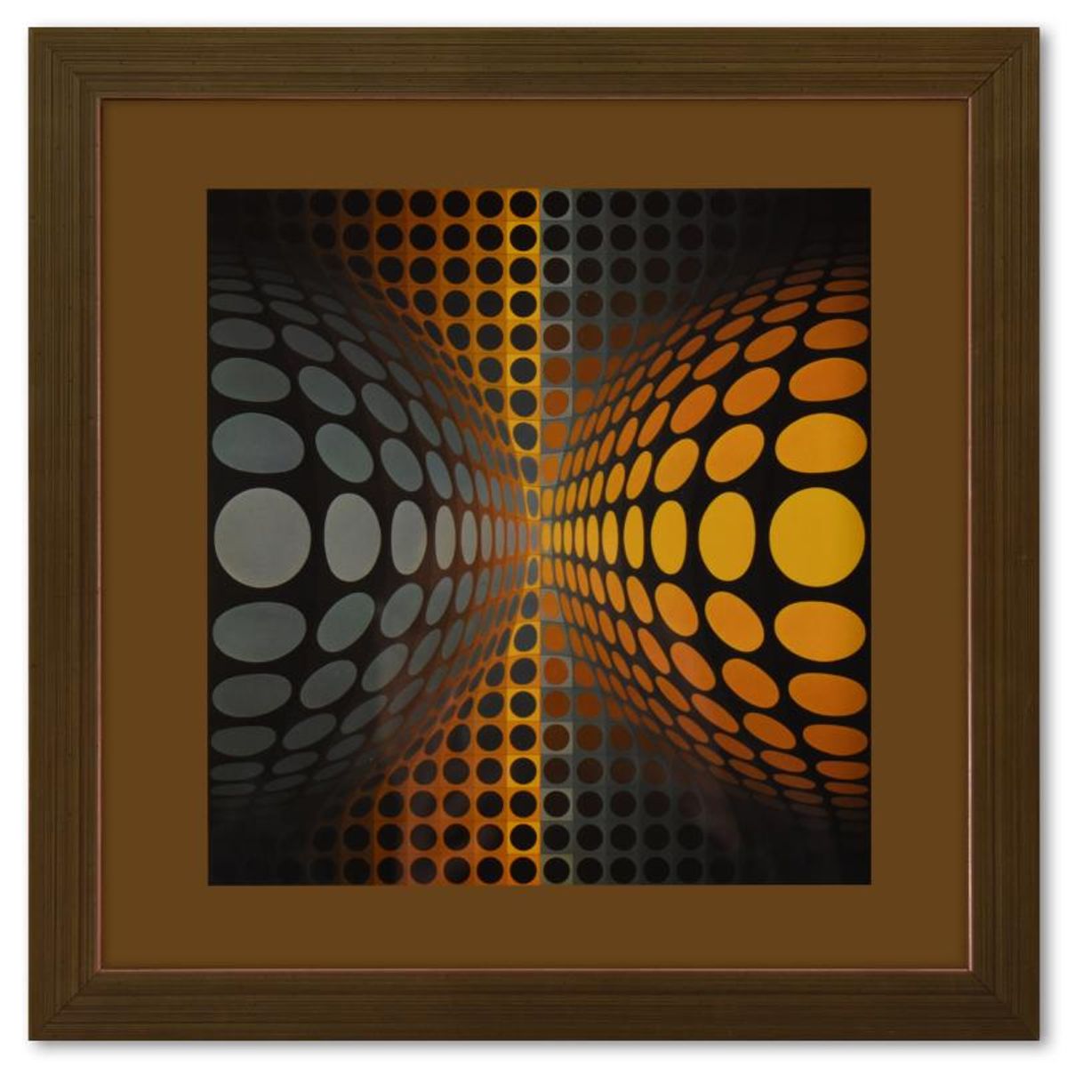 Victor Vasarely (1908-1997), "OND - JG de la serie Vega" Framed 1971 Heliogravure Print with Letter of Authenticity