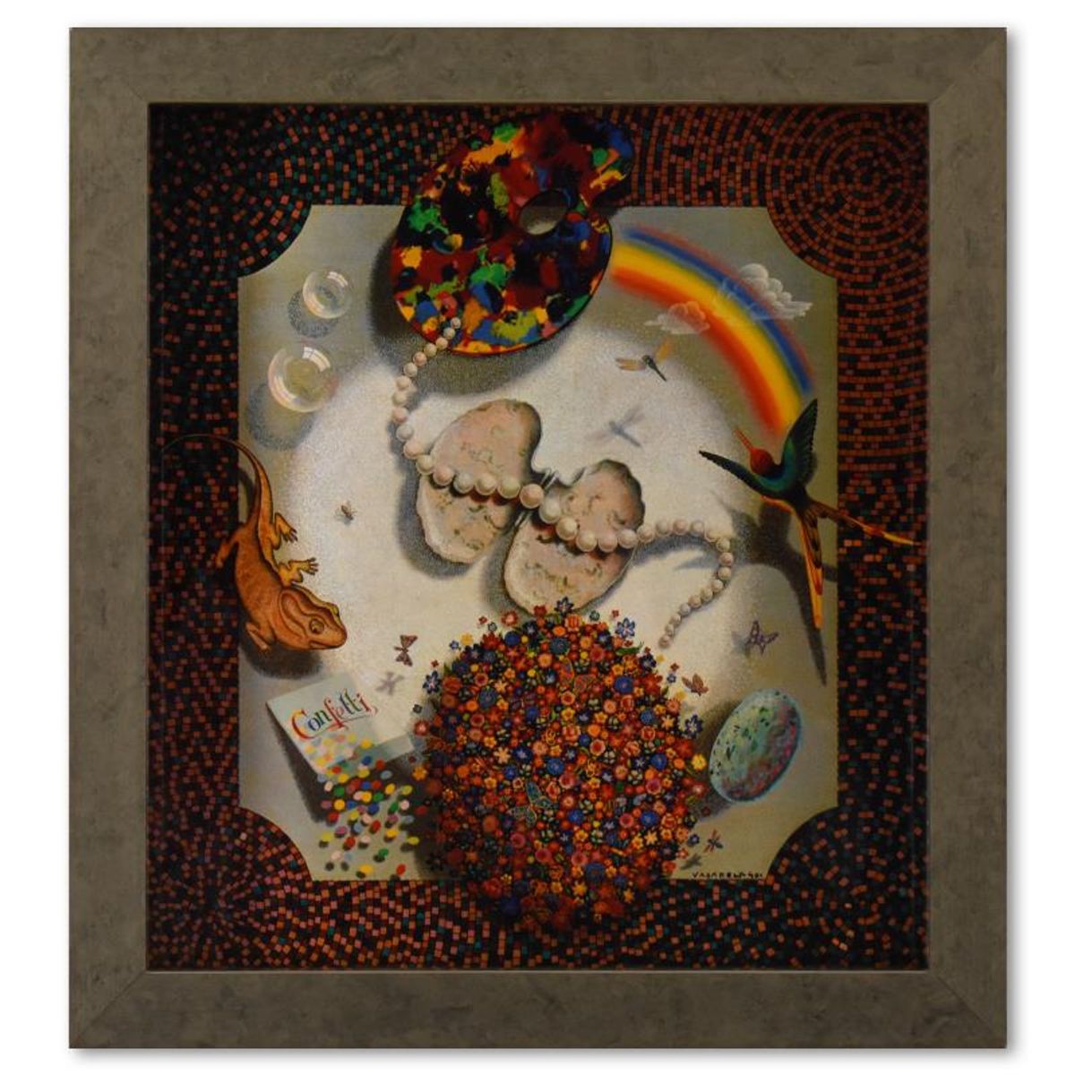 Victor Vasarely (1908-1997), "Etude Multicolore de la serie Graphismes 2" Framed 1977 Heliogravure Print with Letter of Authenticity