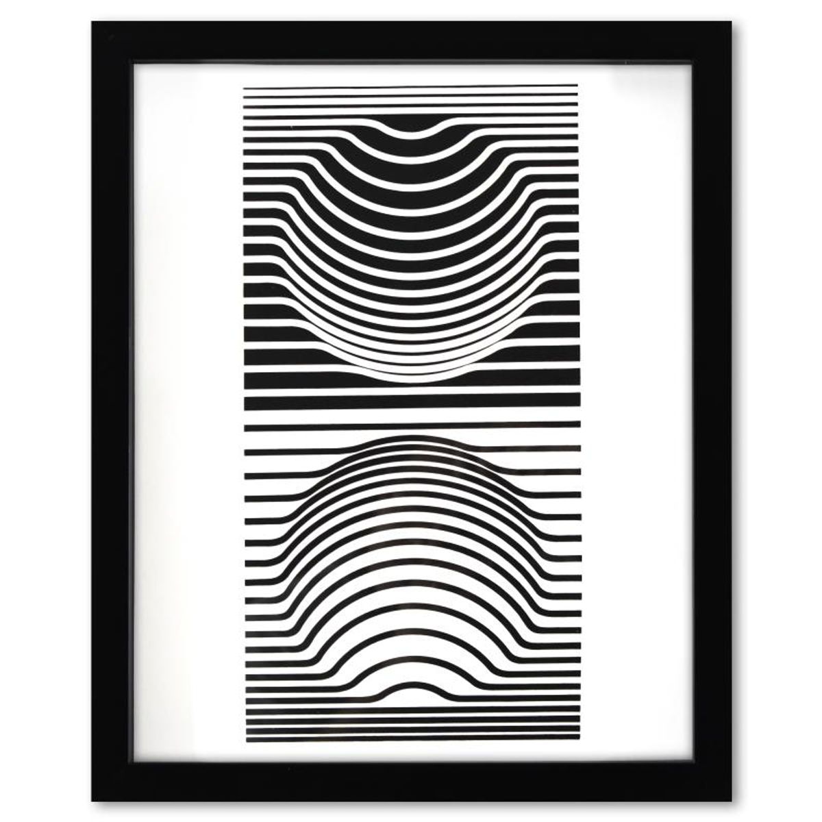Victor Vasarely (1908-1997), "Sir -Ris de la serie Ondulatoires" Framed 1973 Heliogravure Print with Letter of Authenticity