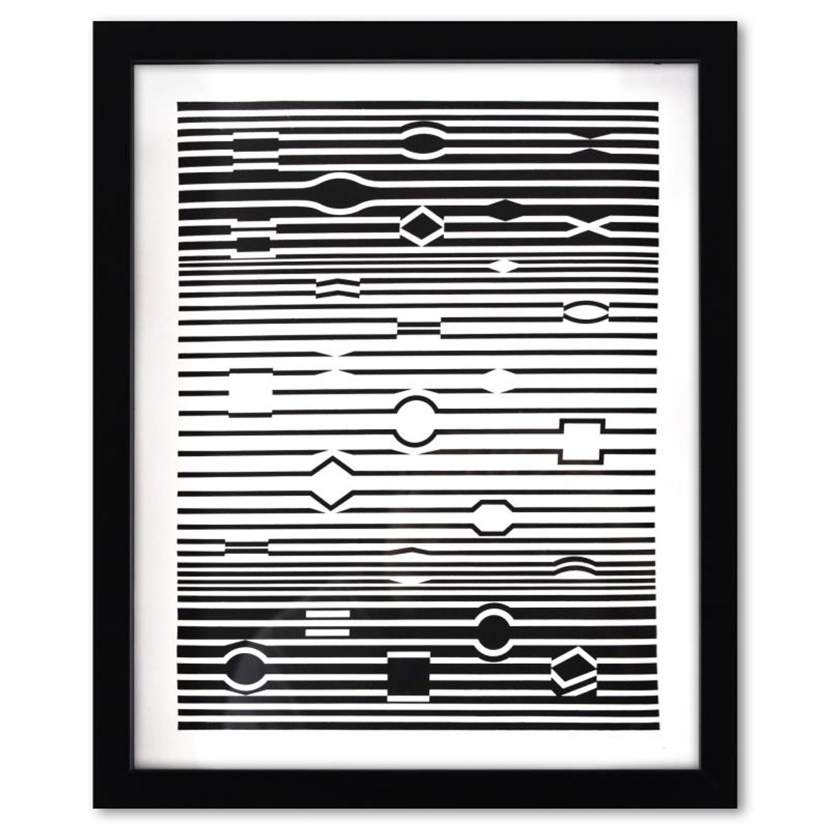 Victor Vasarely (1908-1997), "Markab de la serie Ondulatoires" Framed 1973 Heliogravure Print with Letter of Authenticity