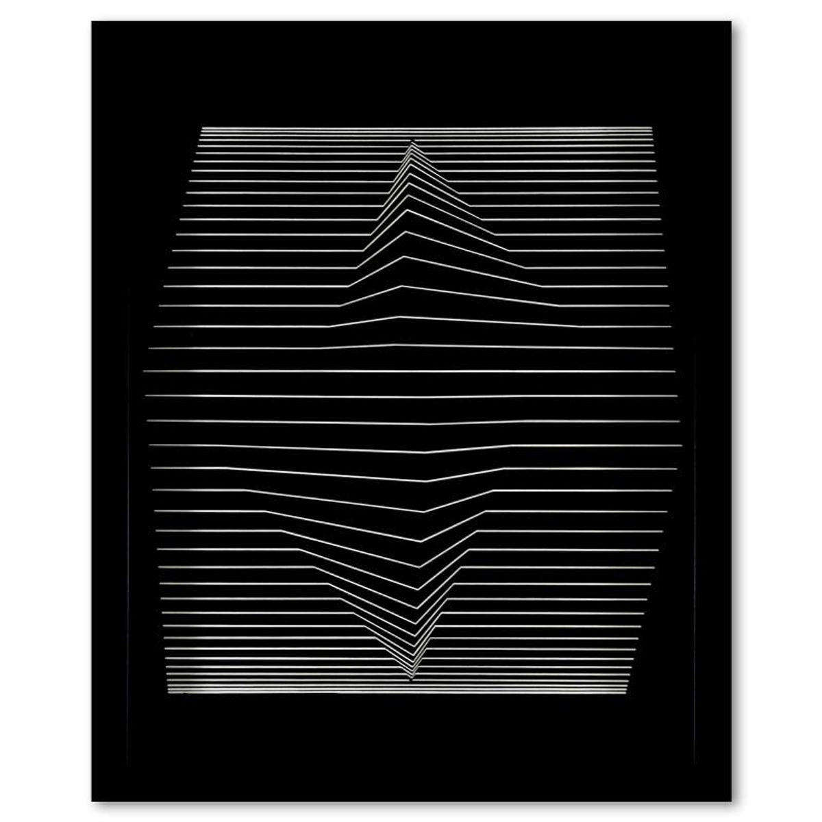 Victor Vasarely (1908-1997), "Ilile - II de la serie Ondulatoires" Framed 1973 Heliogravure Print with Letter of Authenticity