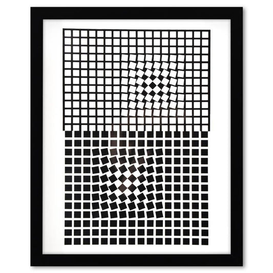 Victor Vasarely (1908-1997), "Eridan - 3 et TLINKO de la serie Corpusculaires (Diptych)" Framed 1973 Heliogravure Prints with Letter of Authenticity