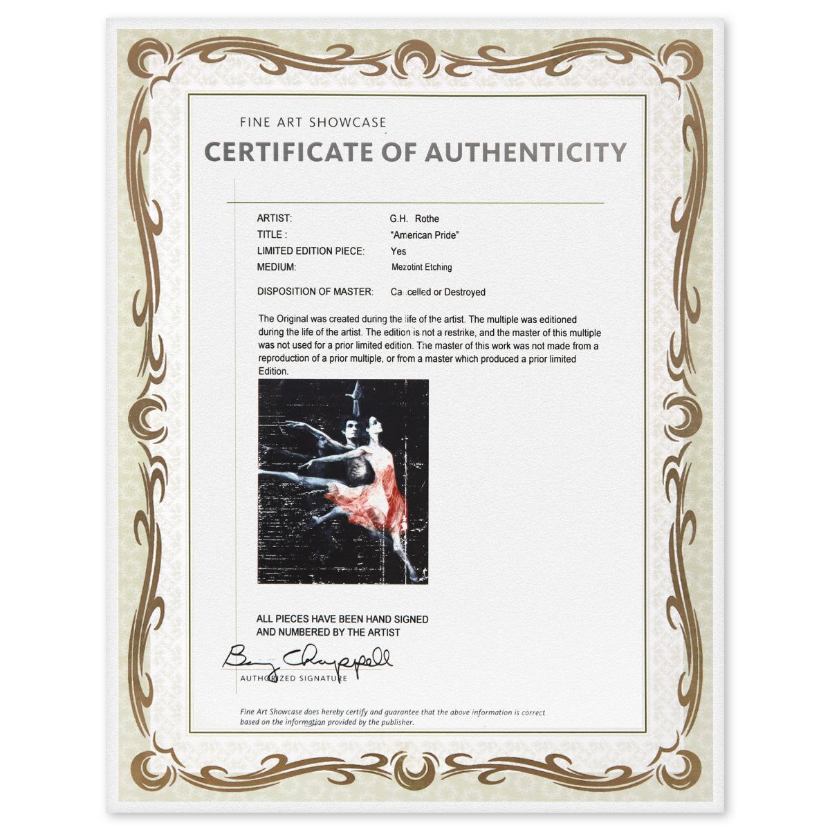 G.H Rothe- Mezzotint Etching "American Pride"