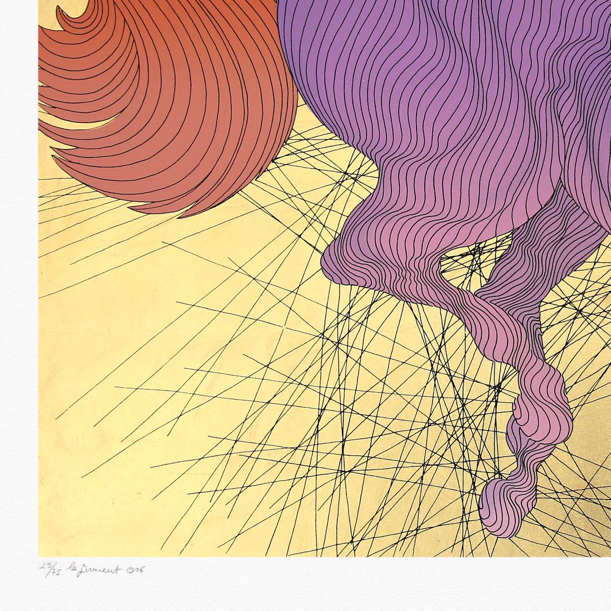 Guillaume Azoulay- Gold Leaf Silkscreen with Remarque "La Jument"