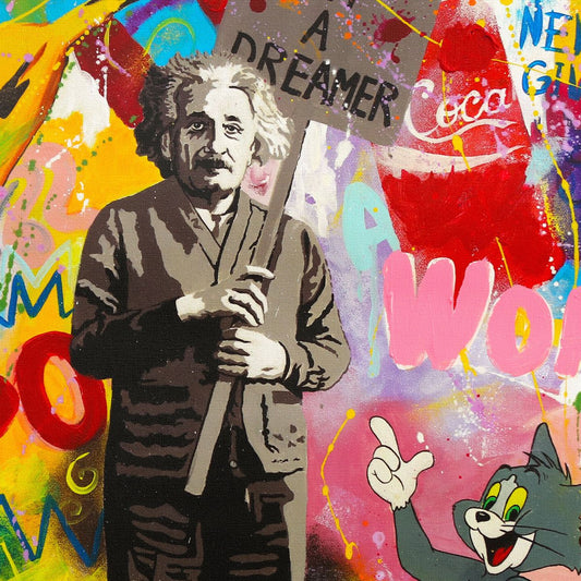 Nastya Rovenskaya- Original Mixed Media on Canvas "You May Say I'm a Dreamer"