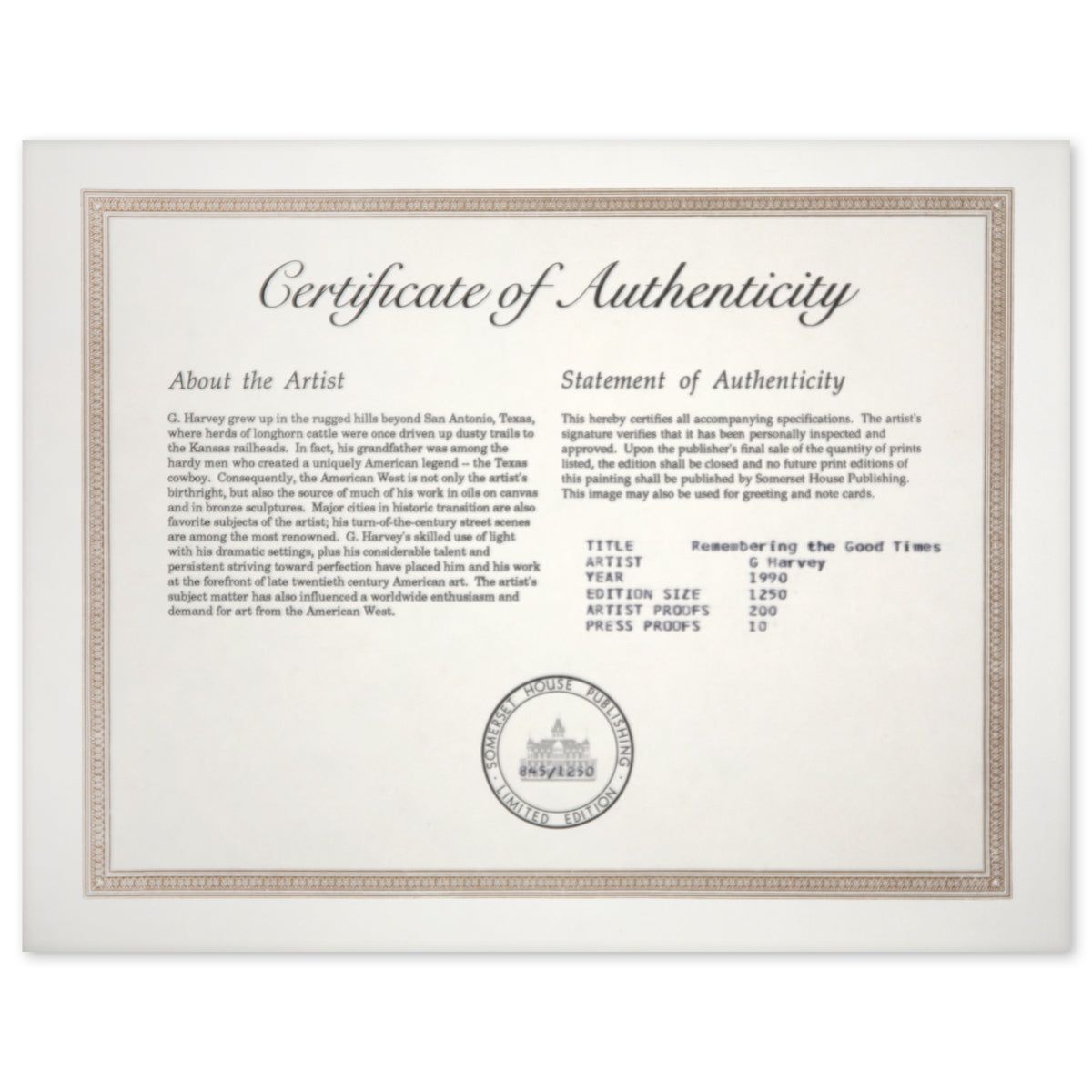 Guy Harvey- Offset Lithograph "Remembering The Good Times"