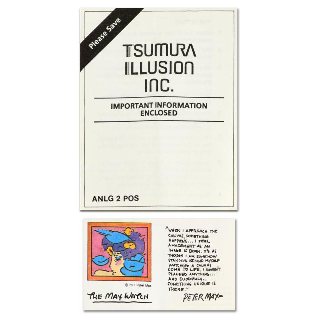 Vintage Peter Max "Face" Watch with Original Packaging and Paperwork