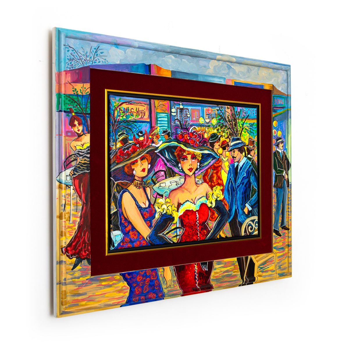 Patricia Govezensky- Original Acrylic with Hand Painted Frame "Radiance in Motion"