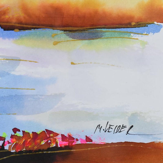 Moshe Leider, Framed Original Mixed Media Watercolor Painting, Hand Signed with Letter of Authenticity.