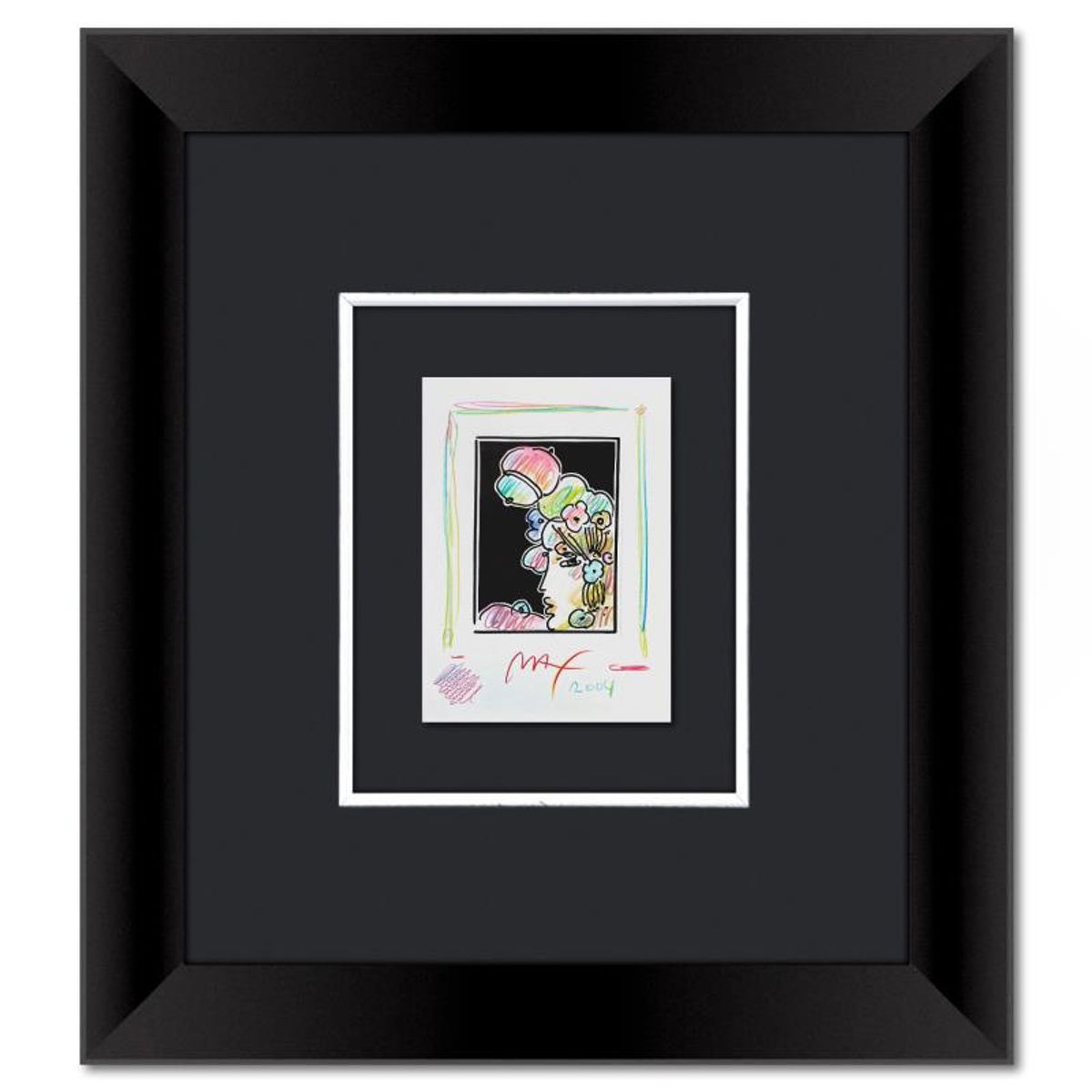 Peter Max, Framed One-of-a-Kind Mixed Media, Hand Signed with Registration Number Certifying Authenticity.