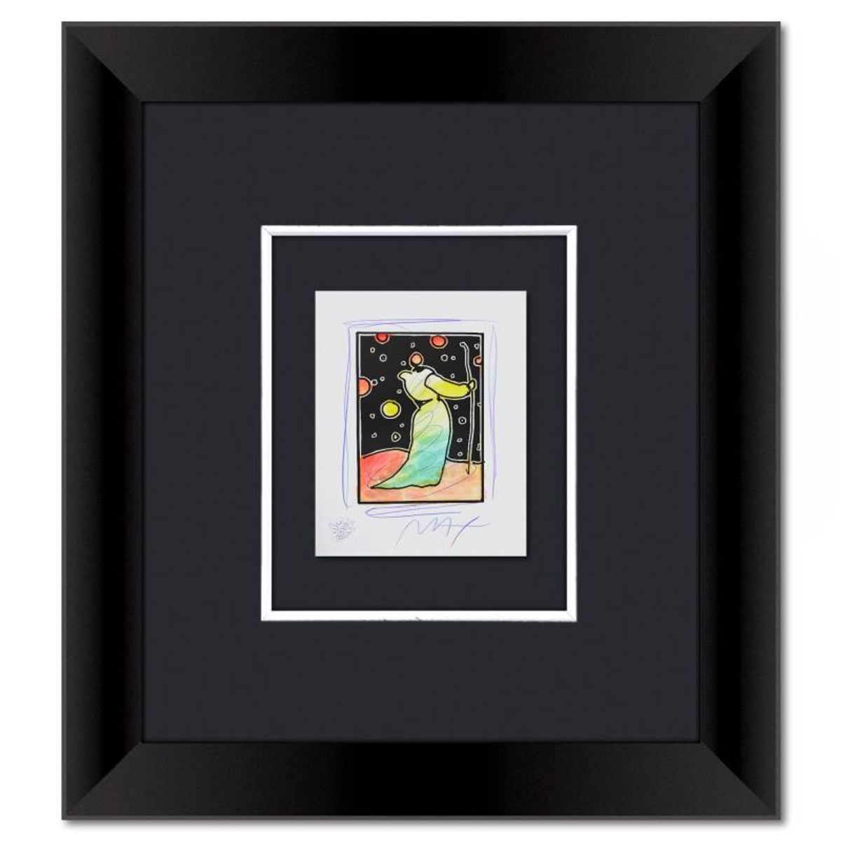 Peter Max, Framed One-of-a-Kind Mixed Media, Hand Signed with Registration Number Certifying Authenticity.